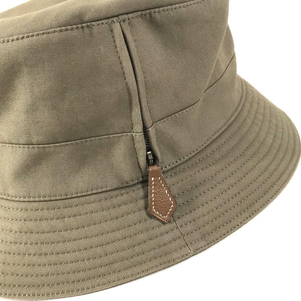 HERMES Zip up hat hat bucket hat bob hat hat cotton khaki