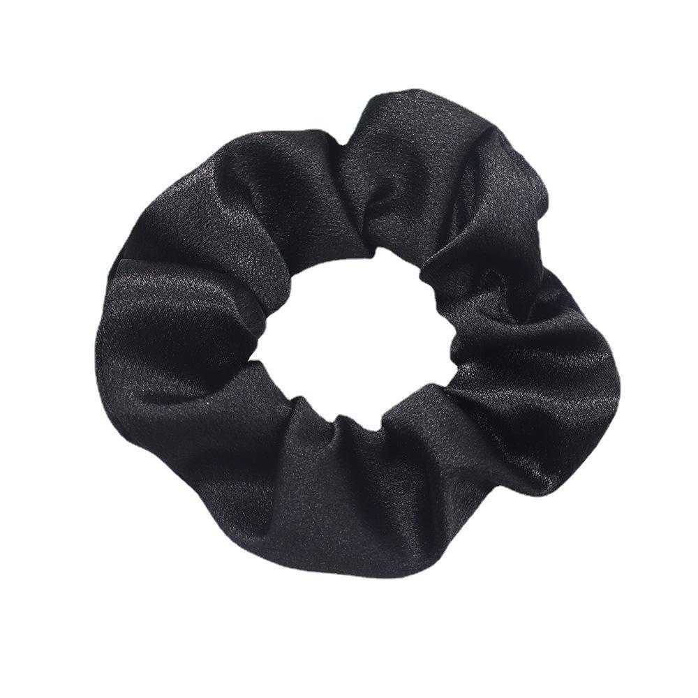 Large Solid Color Satin Fabric Scrunchies for Women's Ponytails