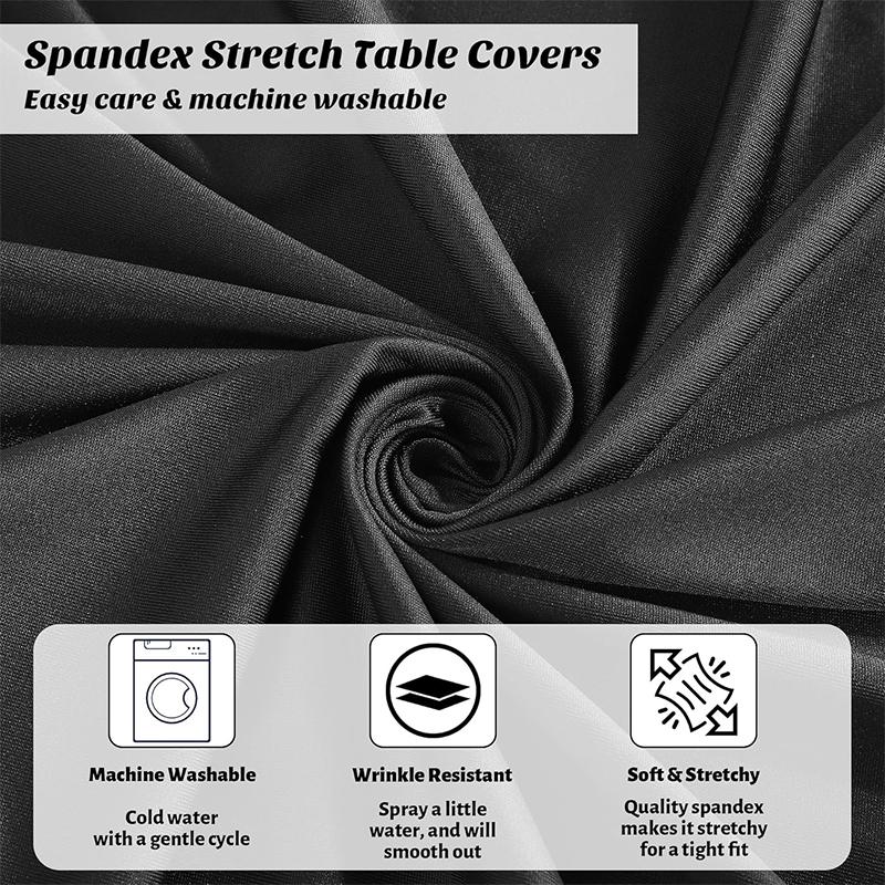 Stretch Spandex Round Cocktail Tablecloth With Skirt Wrinkle Free Cover For Wedding Party Banquet