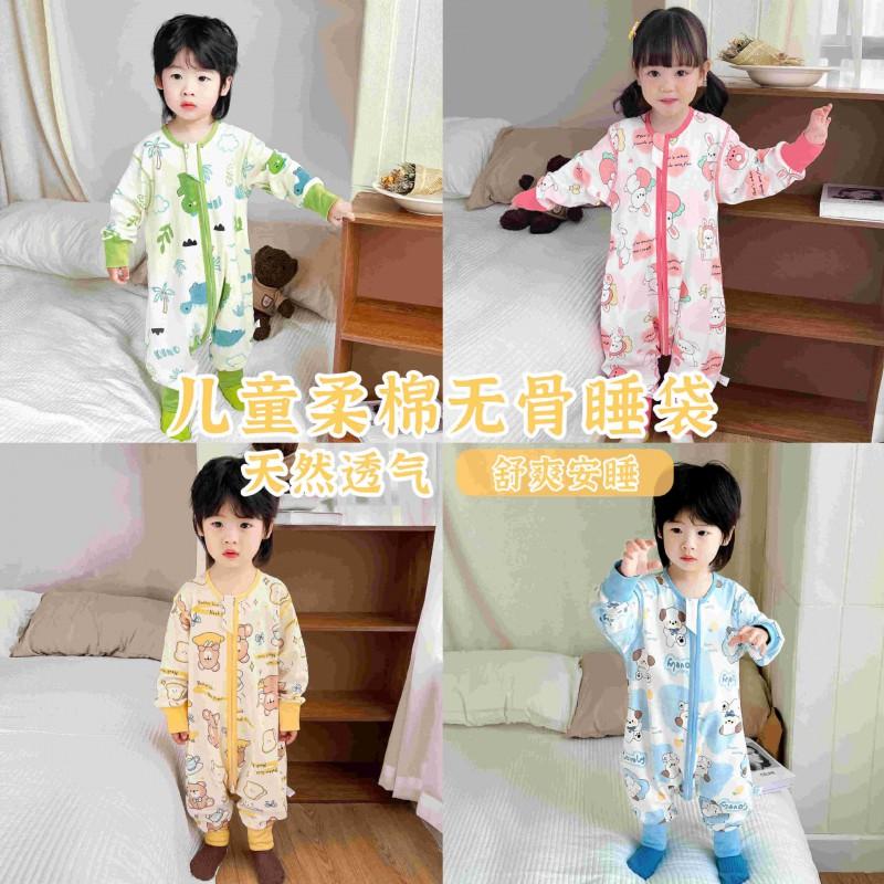 Cotton Baby Sleep Sack With Double Zipper Front Opening Sleeveless Legged Pajama Toddlers 1-5 Years Breathable Soft