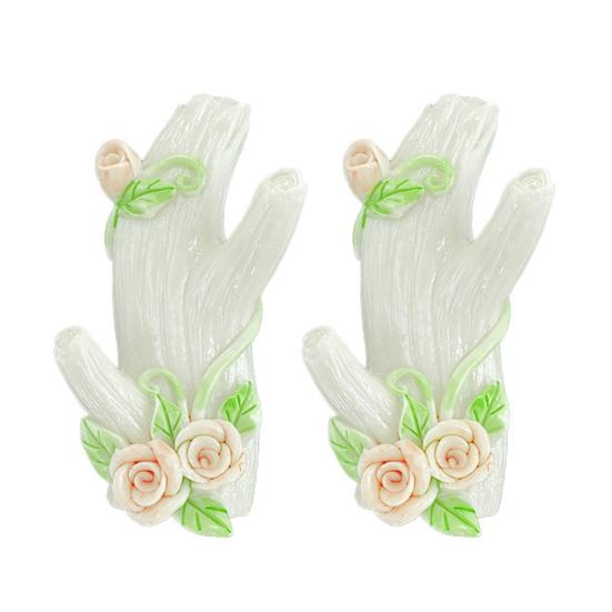 1 Pair Wall Art Hooks Key Hanger Decorative Hooks with Adhesive Resin Flowers And Tree