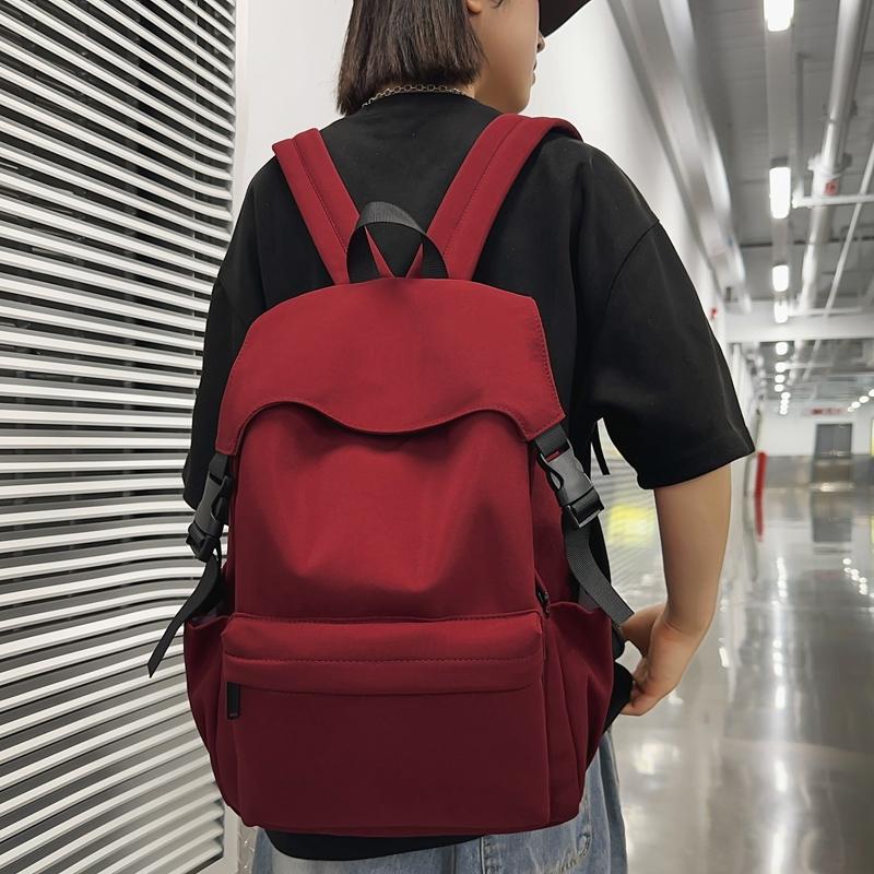 Однотонный школьный рюкзак в студенческом стиле для мужчин, легкий водонепроницаемый рюкзак для женщин, школьный рюкзак для поездок на работу