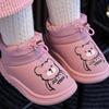 Winter Kids Snow Boots Thick Fur Elastic Band Children Ankle Boots Baby Boys Girls Bear Print Waterproof Flat Non-slip Warm Cotton Shoes
