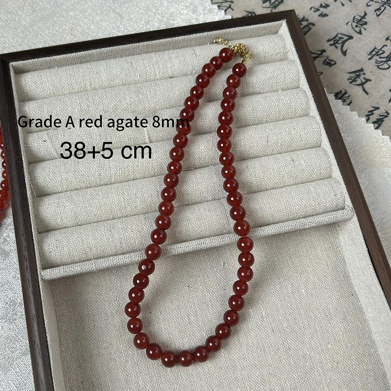 Изысканный красный агат натуральный камень круглые бусины ожерелья для женщин девочек легкая роскошная ключичная цепочка ювелирные изделия аксессуар