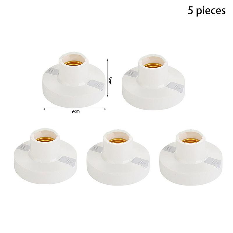 1/5Pcs Flat Light Bulb Socket Holder Adapter 220V E27 Screw Lamp Stand Base Cap Socket White Ceiling Light Lamp Bulb Fixing Base