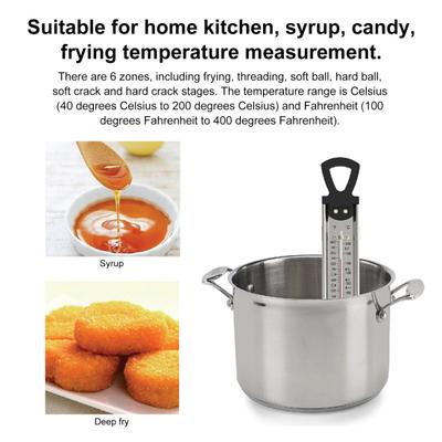Термометр для конфет, 6-зонный, из нержавеющей стали, с зажимом, мгновенное считывание показаний, термометр для глубокой выпечки и жарки, датчик температуры