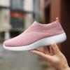 Women's Knitted Socks Sneakers, Breathable Slip-on Flats Shoes, Solid Color Soft Sole Walking Shoes
