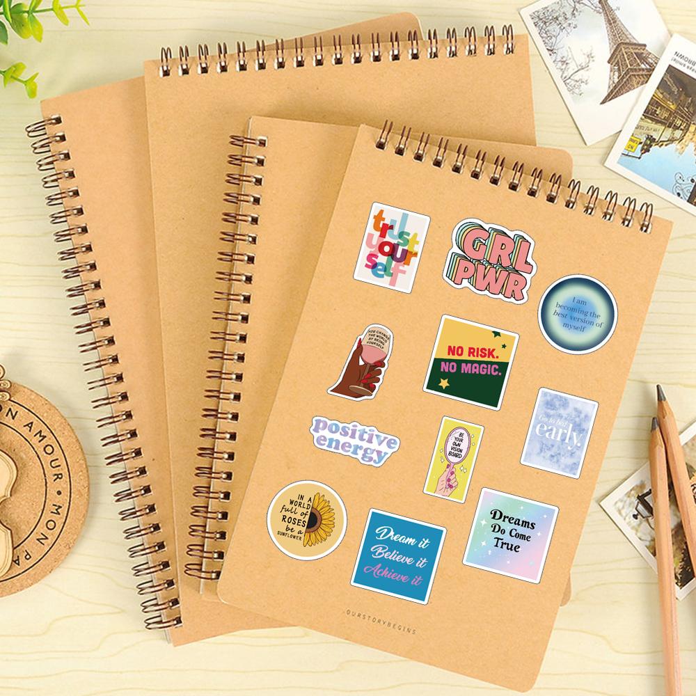 52PCS Cartoon Vision Board Art Sticker You Change the World by Being Yourself Personalized Art Creativity DIY Laptop Case Phone