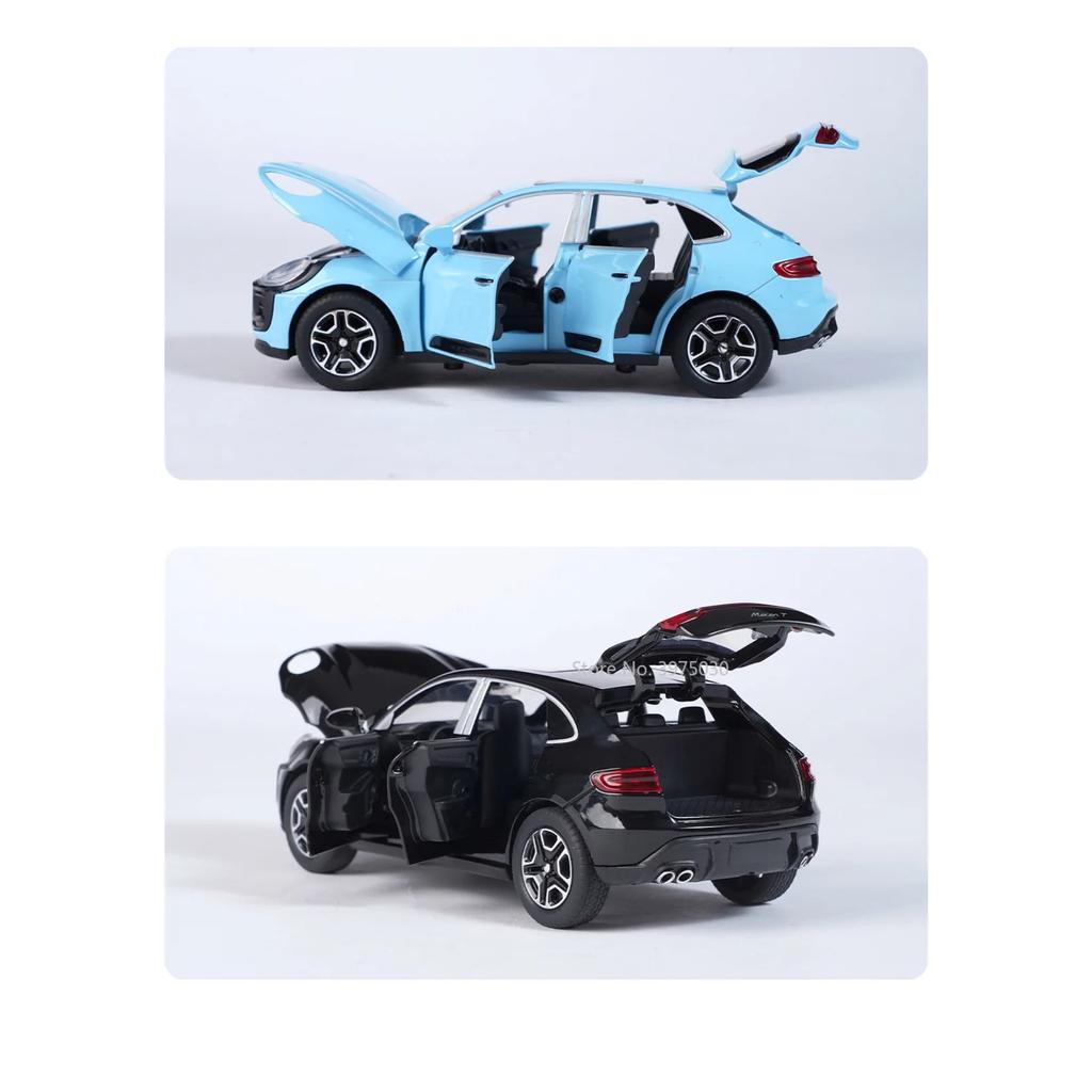 1/32 Porsche Macan T SUV Модель автомобиля из цинкового сплава, литая игрушка-симулятор со звуком и светом, коллекционная, украшает подарок на день рождения мальчика