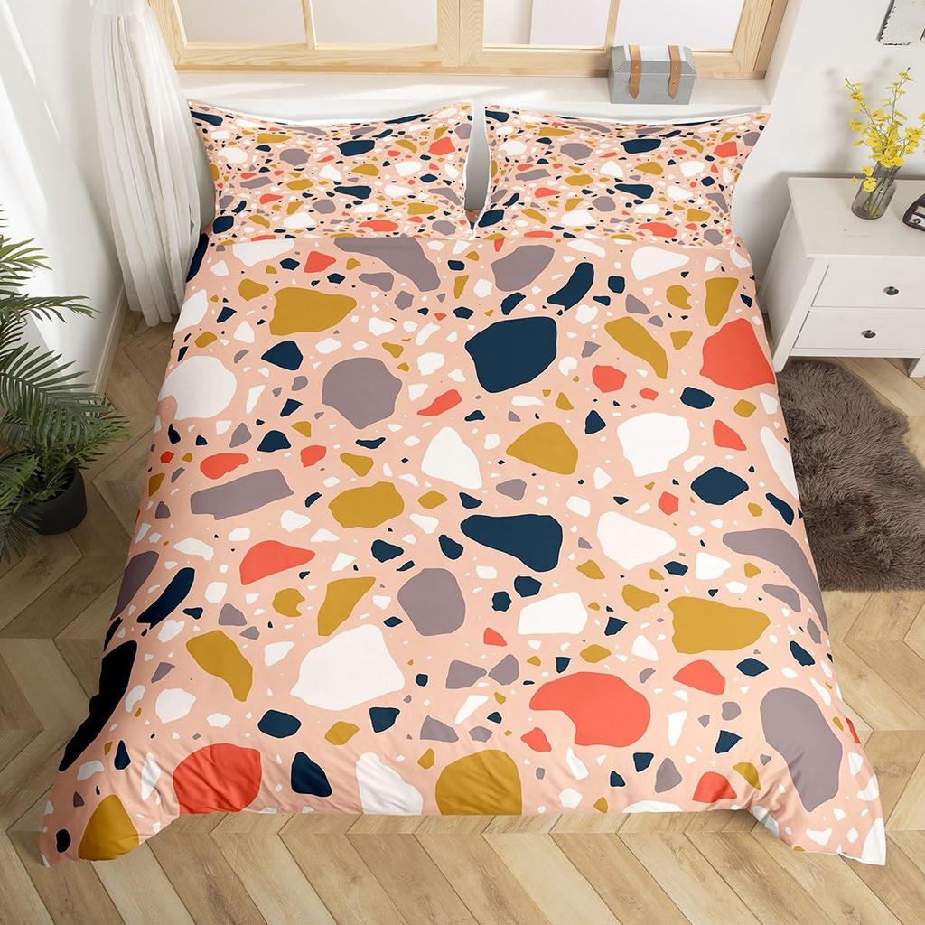 Colorful Modern Marbling Art Duvet Cover for Girls Women Girly Marble Bedding Set Rainbow Quilt Cover Watercolor Comforter Cover
