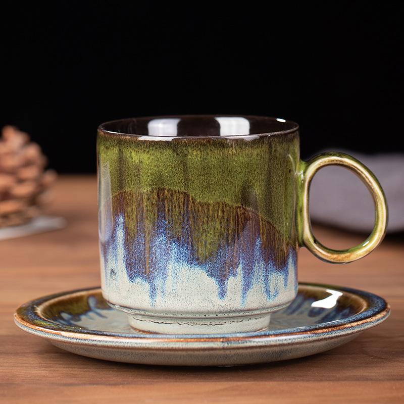150 мл керамическая кофейная чашка и блюдце набор для украшения гостиной чашка концентрированного кофе и чайная чашка ретро расписанный вручную чайный сервиз