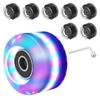 PATIKIL Roller Skate Wheel Set 8pcs 58mm 82A Light Up Skateboard Cruiser Wheelset with Bearings Track Tool Kit for Double Low Skates Pink Blue Green