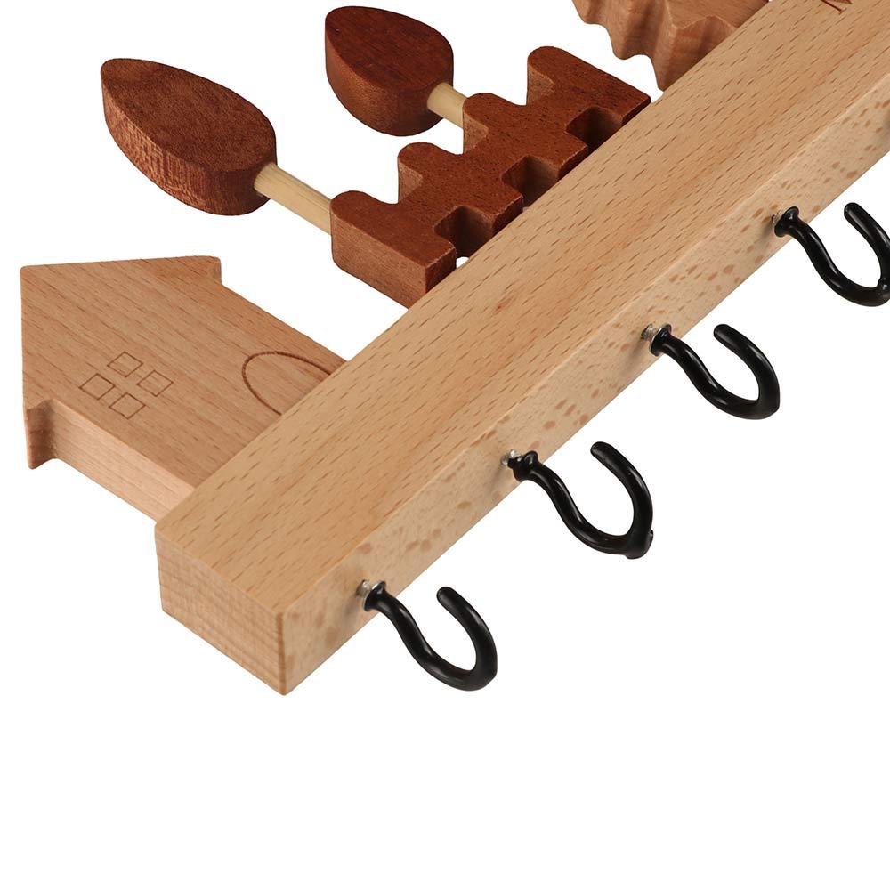 Solid Wood Key Storage Holder non-toxic Decorative Hook Entryway Organizer Key Hook Rack  Entryway