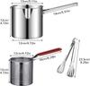 304 Stainless Steel Deep Fryer Pot with Basket All in One Kit Includes Strainer Tongs Lid  Anti Slip Base Anti Scalding Silicone Handle for Home