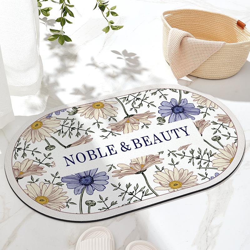 Rose Anti Slip Bathroom Absorbent Floor Mat Household Quick Drying Foot Mat Bathroom Bedroom Carpet