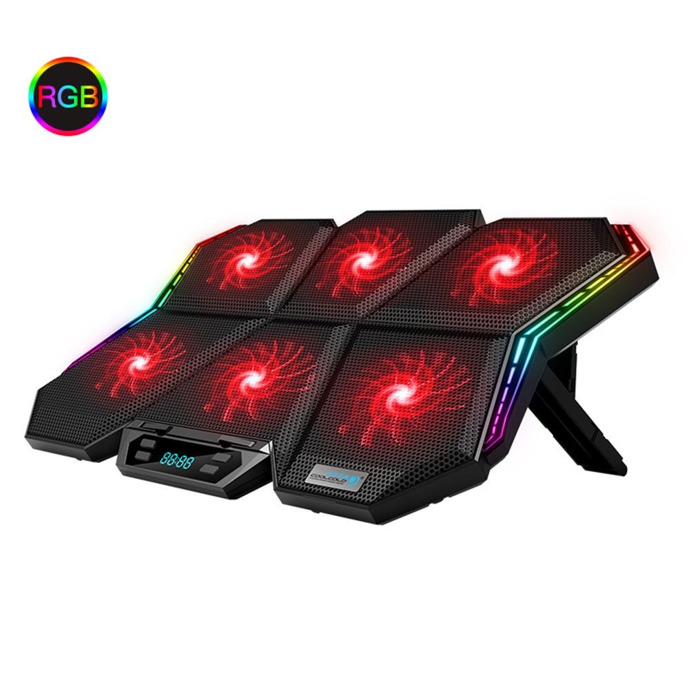 Кулер для ноутбука COOLCOLD K40 RGB, охлаждающая подставка с 6 вентиляторами, бесшумный дизайн и подставка с регулируемой скоростью ветра