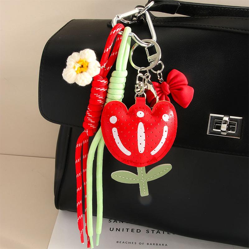 Starfish Bag Pendant Cute Leopard Bear Rainbow Leather Decorative Keychain Fashion Braided Rope Bag Gift All-purpose Accessory