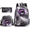 School Bag, Male and Female Students Pencil Bag, Three-piece Set, Printed Canvas Bag, Large-capacity Backpack.