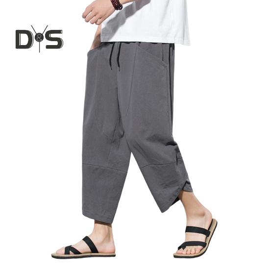 Дышащие мужские летние брюки, однотонные шикарные повседневные мужские летние брюки