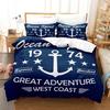 Captain Nautical Anchor Bedding Set Adult Kids Soft Breathable Washable Twin Queen King Size 3D Print Duvet Cove Gift for Boys