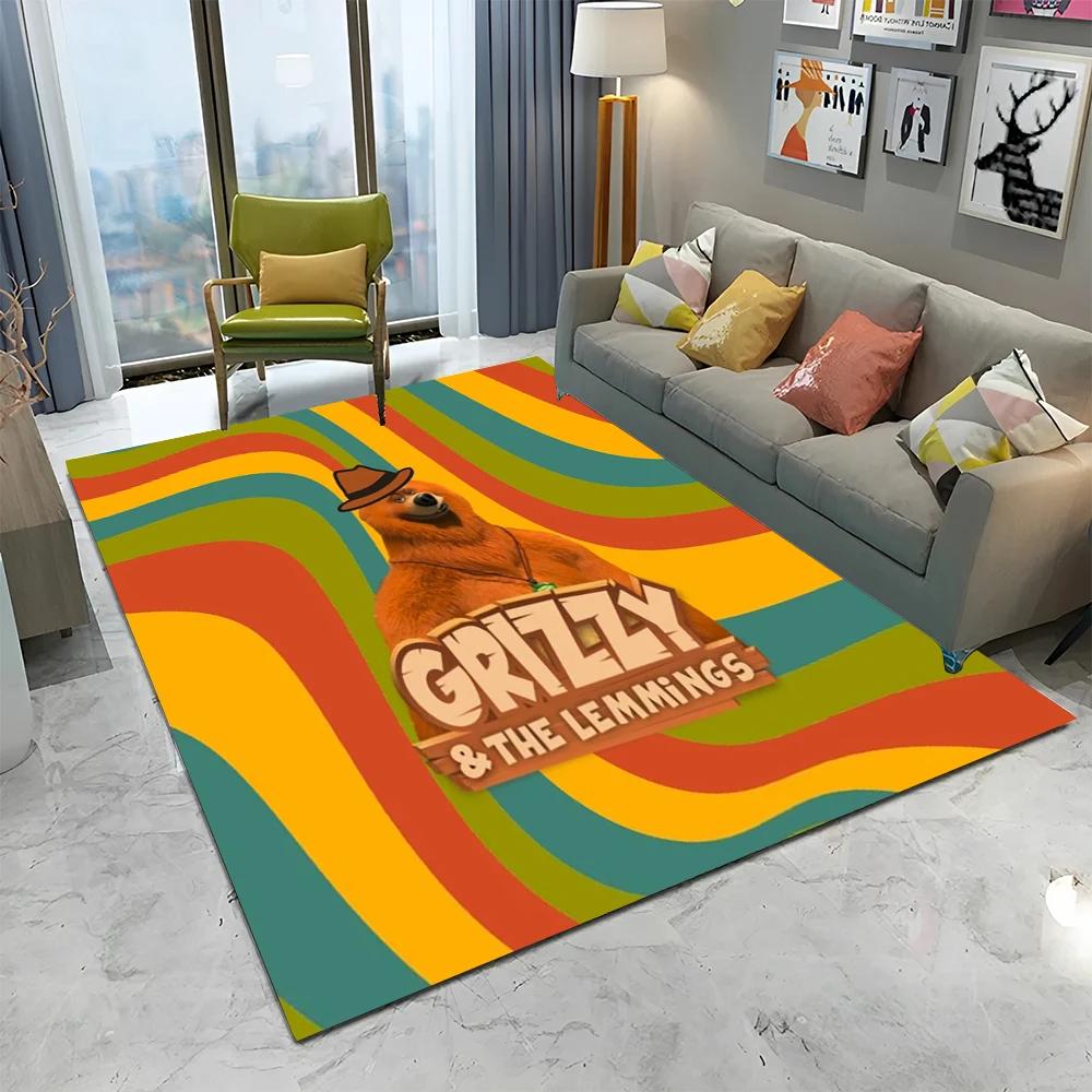 3D Grizzy and The Lemmings Cartoon Carpet Rug для дома, гостиной, спальни, дивана, коврика для двери, детский коврик, нескользящий напольный коврик