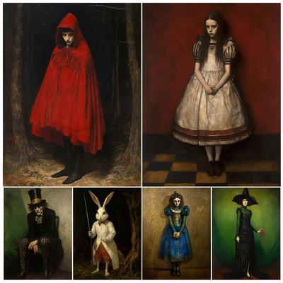 Черная книга сказок викторианской эпохи, ретро настенная живопись на холсте, западная белая ведьма и королева, художественный постер