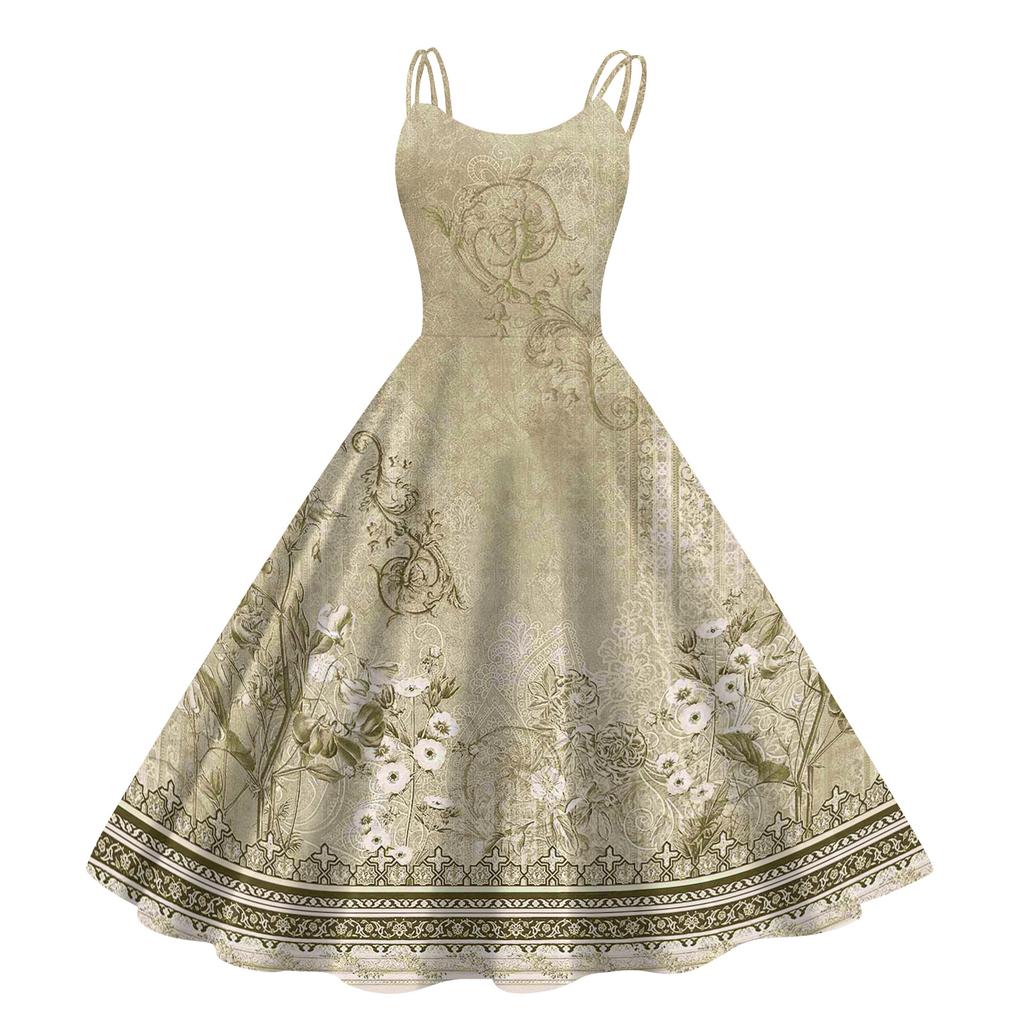 Children's Fashion Casual Sexy Retro Print Off-shoulder Punk Retro Dress