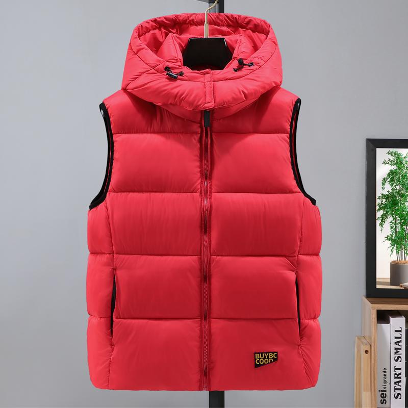 Зимняя мужская куртка без рукавов с капюшоном, парка, повседневный толстый теплый черный жилет для мужчин, верхняя одежда
