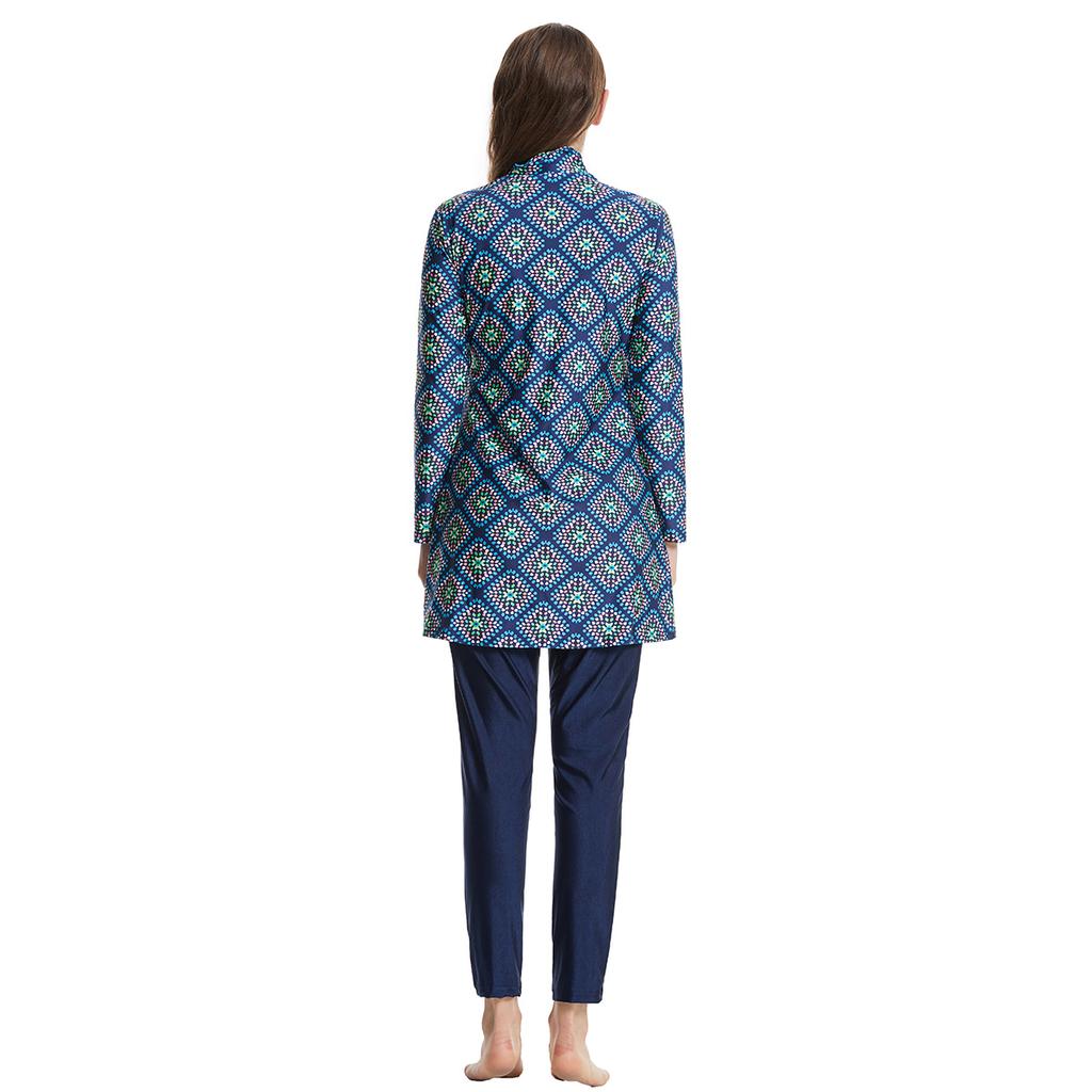 S-3XL женский мусульманский купальник с длинным рукавом, купальный костюм с кепкой и принтом, купальник с полным покрытием, купальный костюм из 3 предметов, защита от солнца