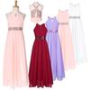 Girls Sleeveless Sequin Wedding Bridesmaid Dress Floor Length Chiffon Party Formal Evening Dress Kids Prom Ball Gown