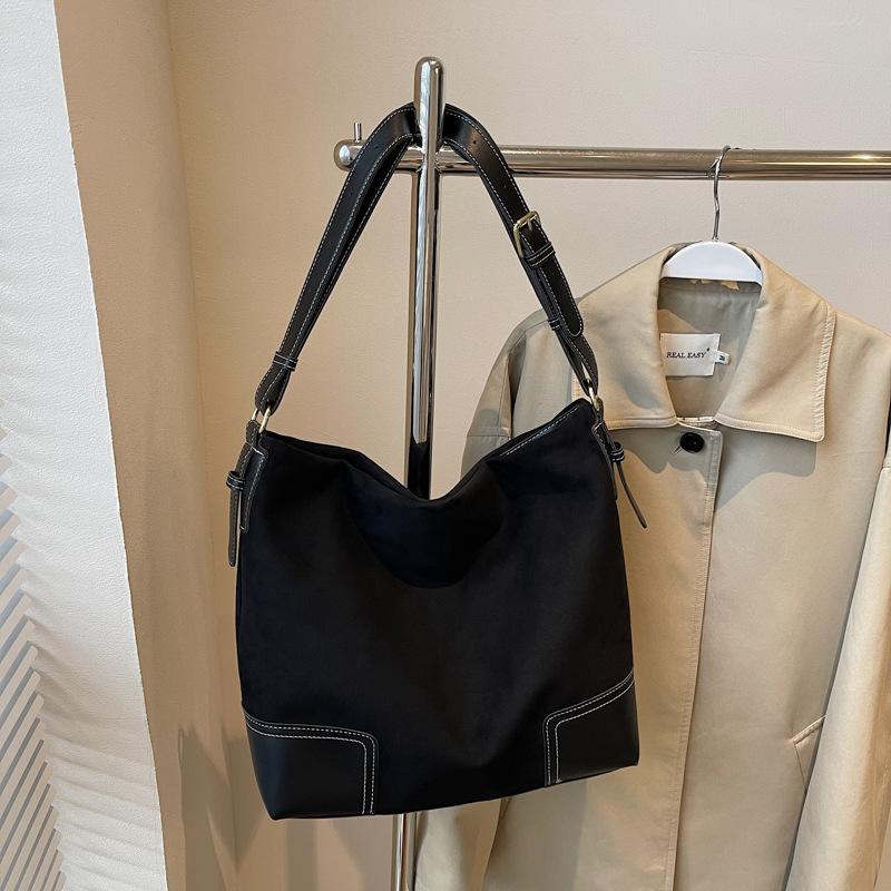 Повседневная сумка-тоут из замши большой вместимости для поездок на работу, женская новая универсальная сумка через плечо, сумка-мешок