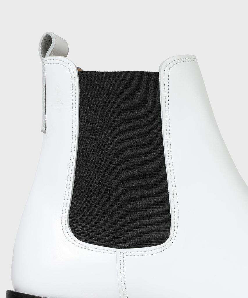 Firenze Atelier Slimline Black Outsole Minimal Chelsea Boots 3332 [Cream White]