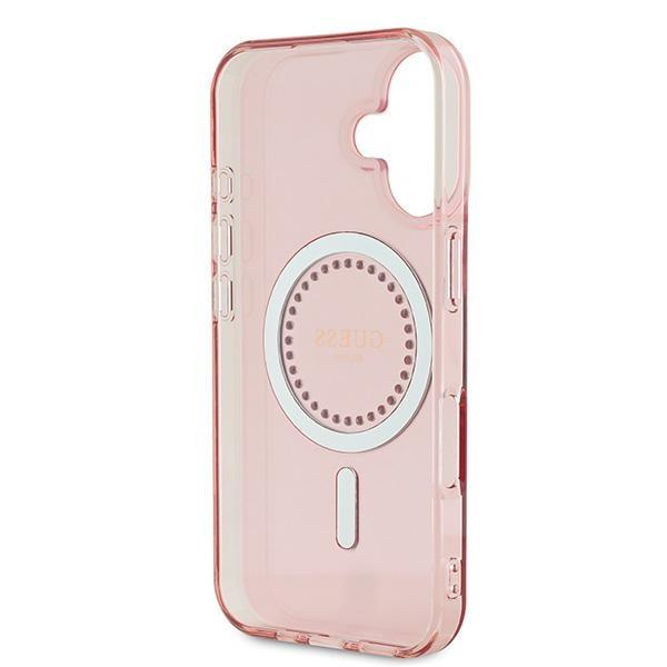 Etui do iPhone 16 Guess Hardcase Rhinestones MagSafe różowy