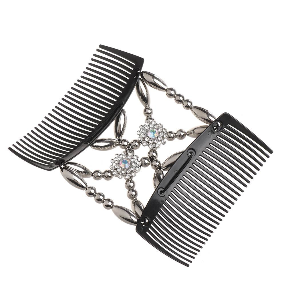 DIY Stretch Bun Maker Handmade Magic Hair Comb Beaded Hair Clip Elastic Hairpin Double Comb