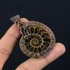Ammonite Fossil Gemstone Pure Copper Wire Wrapped Designer Handmade Pendant Jewelry For Her