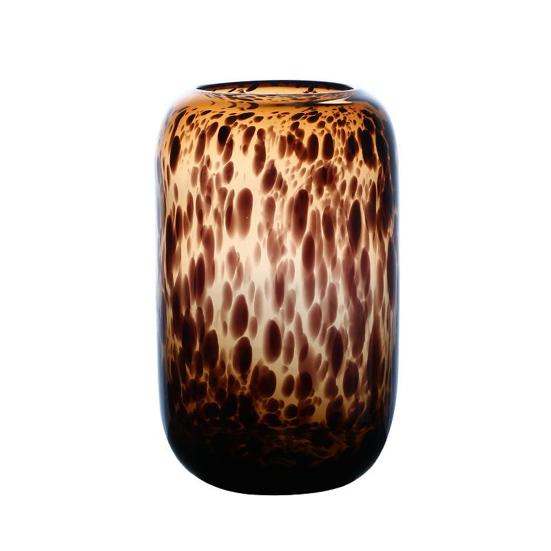 Amber Leopard Glass Vase Home Decor Hydroponic Flower Vase Designer Ornament