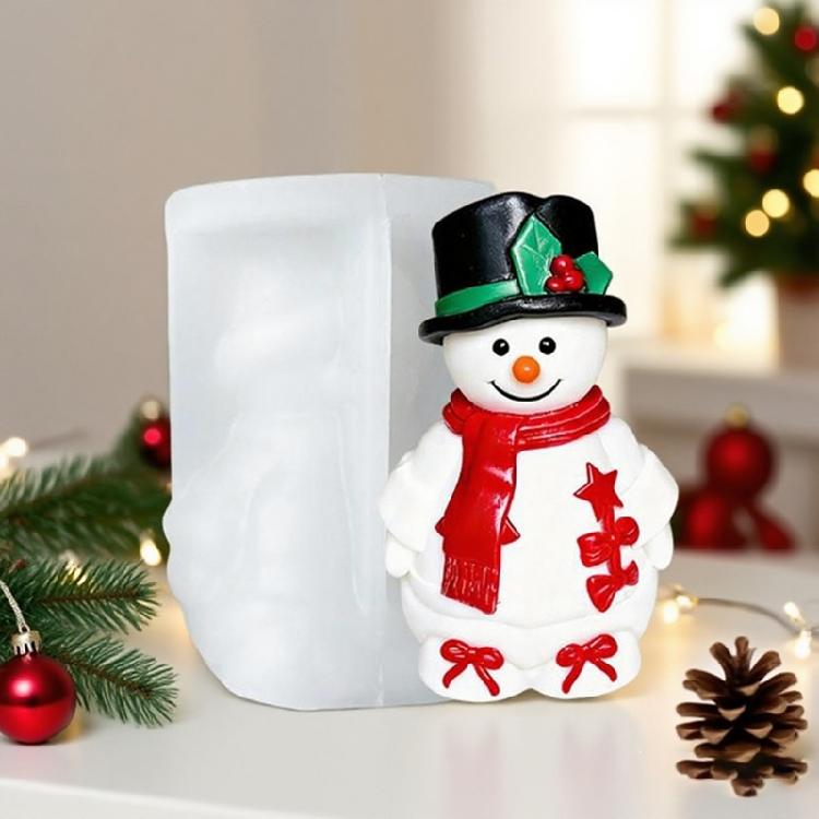 Силиконовая форма для свечей на рождественскую тематику, форма в виде снеговика, силиконовая форма для изготовления свечей, мыла ручной работы, поделок из эпоксидной смолы