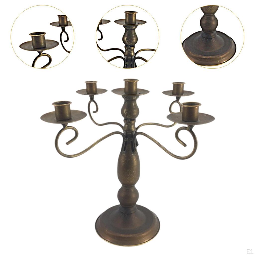 5 Arm Candle Holder Metal Candelabra Housewarming Dinner Party Candelabrum Candlestick for Club