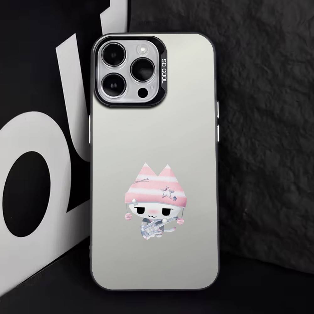 Cute Music cat PNG Phone Case For iPhone 17,16,15,14,13,12,11 Plus,Pro Max,XS,Colorful Silver Phone case Funda Cover