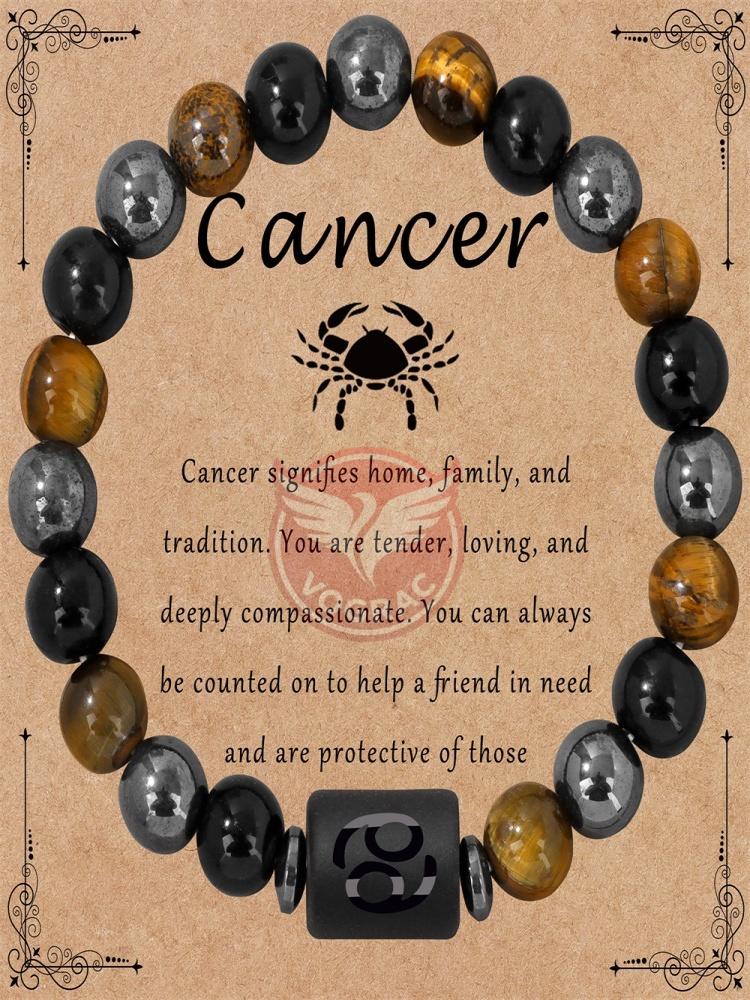 12 Zodiac Constellation Sign Bracelet Triple Protection Tiger Eye Hematite Beads Bracelets for Couples Friendship Jewelry Gifts