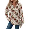 Женская мода с длинным рукавом, завязками на шнурке, капюшоном, пуговицами, V-образным вырезом, повседневная толстовка с капюшоном и рождественским принтом