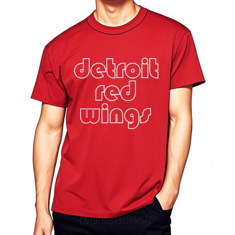 Повседневная летняя мужская футболка Detroit Red Wings с коротким рукавом для путешествий с круглым вырезом Мужская футболка Смешная футболка Футболка с круглым вырезом