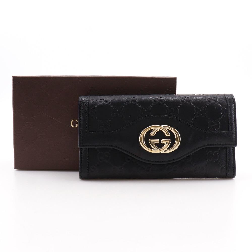 Gucci Кошелек с interlocking G 282434 черный кожа Sima Женский Б/у