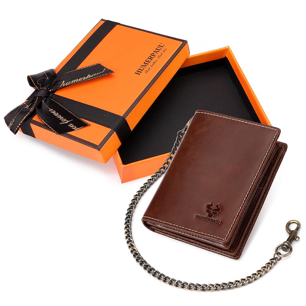Humerpaul Genuine Leather Men Wallet Rfid Slim Card Holder with Anti-lost Pocket