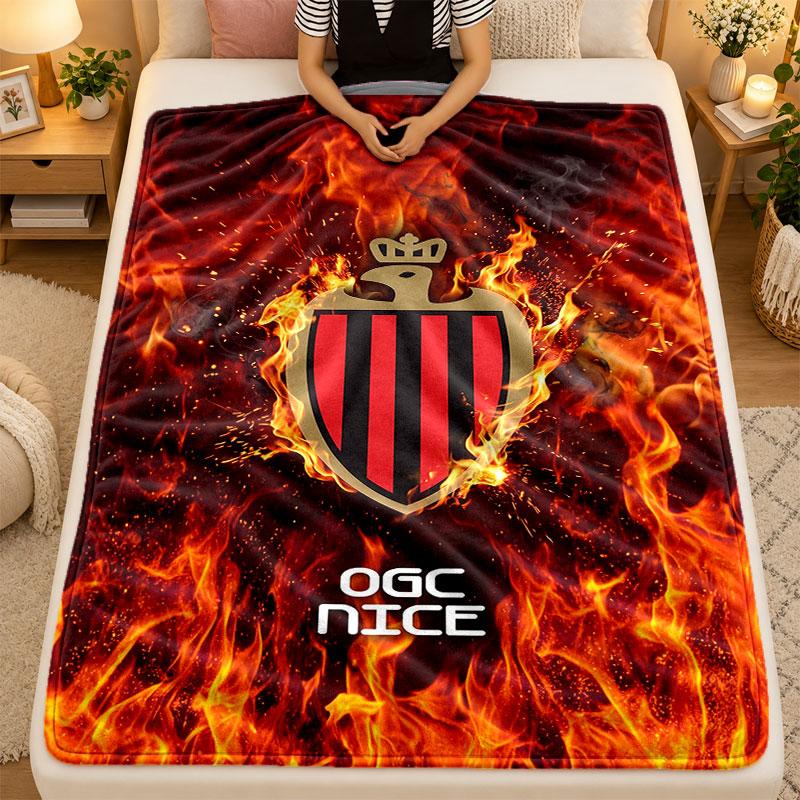 Flannel BlanketOGC Nice FC Warm Soft Throw Blanket for Indoor Sofa Bed Living Room Use