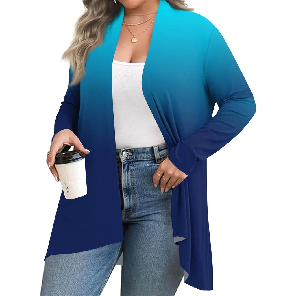 Женский осенне-зимний модный повседневный кардиган средней длины с принтом и длинным рукавом