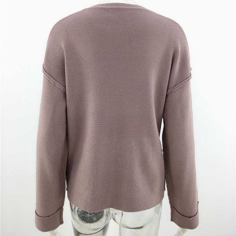 IHUASU Женский осенне-зимний однотонный свитер большого размера с V-образным вырезом