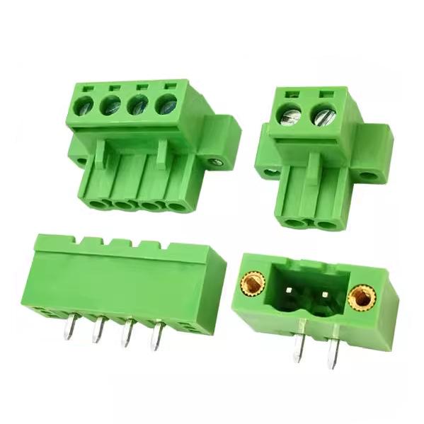 MX2EDGKM 5.08mm Plug-in Green Terminal Block with Flange Fixing, 2P-24P PCB Wiring Plug