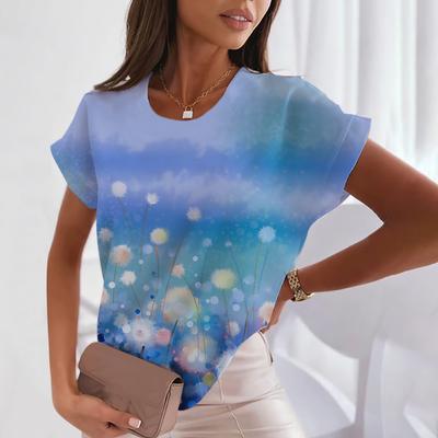 Летняя мода Футболки женские с цветочным принтом Повседневные топы с коротким рукавом и круглым вырезом Уличный тренд рубашка Свободная женская одежда Футболки