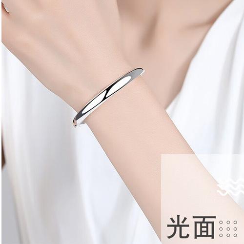 Серебряный браслет S999 Полностью серебряный женский двойной браслет Bu Guang Face Push Pull Классический универсальный браслет для подарка на фестиваль матери
